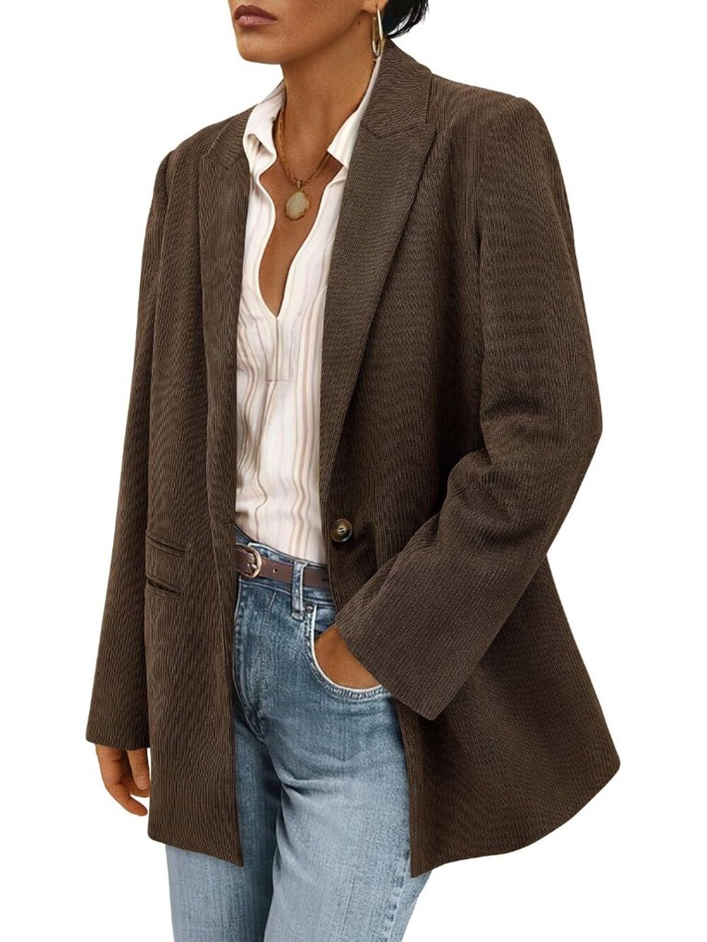 Women's Winter Corduroy Blazers Jackets - Picture 1 of 8